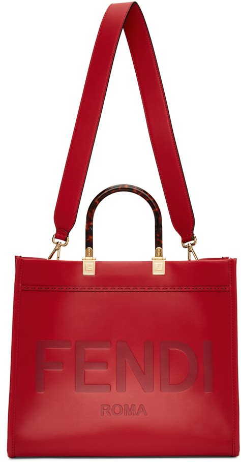 red fendi sunshine tote|fendi medium sunshine tote.